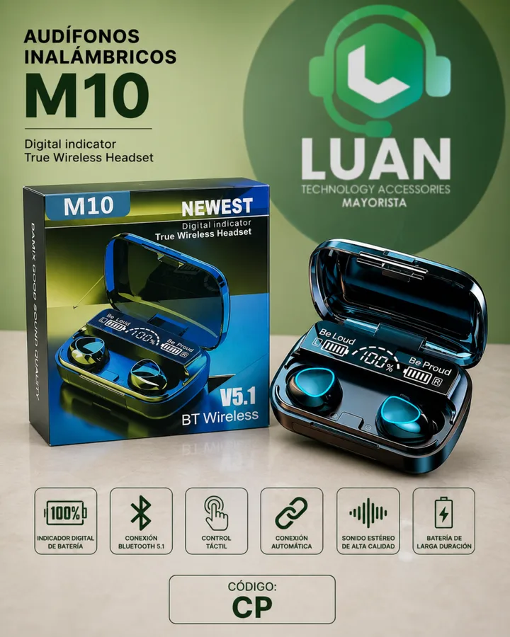 AUDIFONO INALAMBRICO CON POWER BANK M10 V5.3