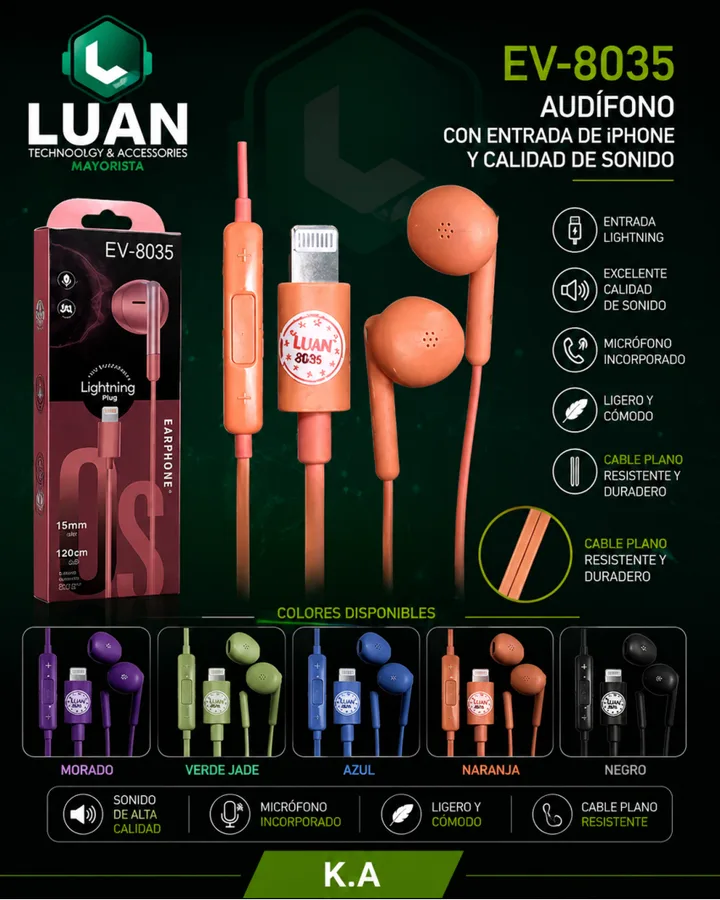 AUDIFONOS MANOS LIBRES IPH 15 EV-8035