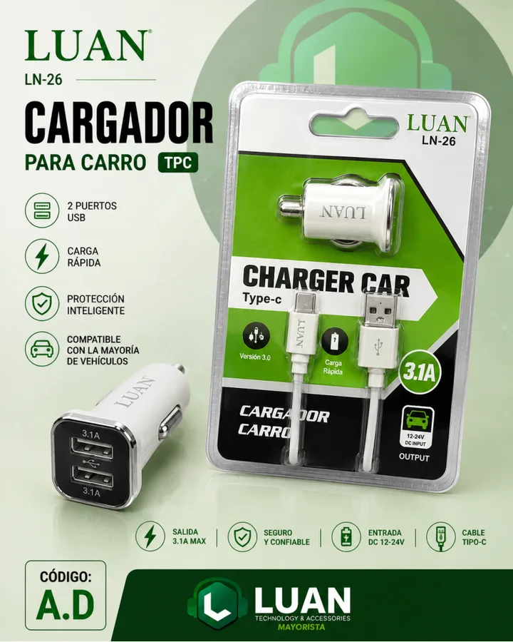 CARGADOR LUAN DE CARRO LN-26