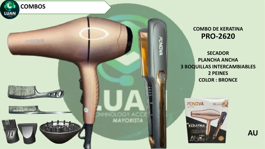 COMBO DE PLANCHA Y SECADOR KERATINA PRO-2620