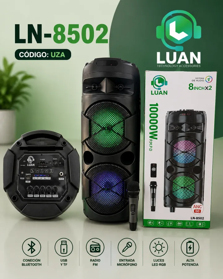 PARLANTE LUAN LN-8502 8 PULGADAS X2 10000W
