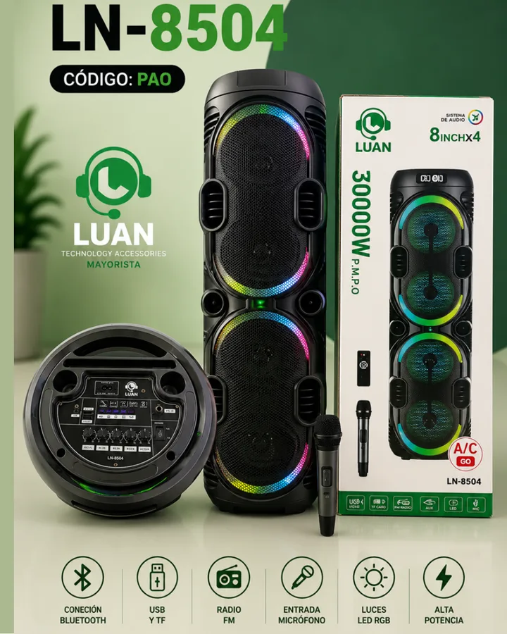 PARLANTE LUAN LN-8504 8 PULGADAS X4 30000W