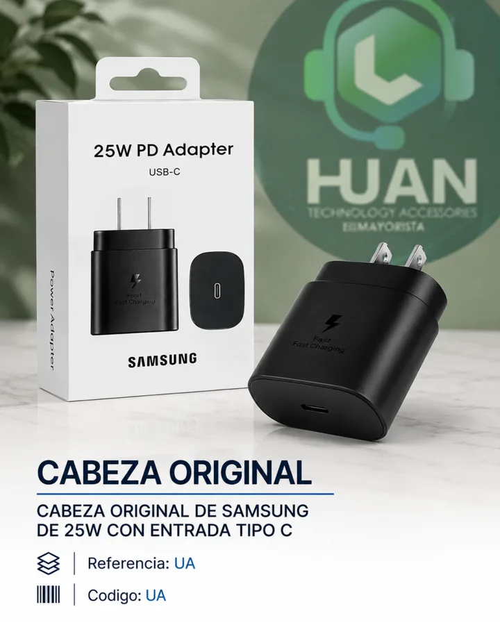 CABEZA ORIGINAL DE SAMSUNG DE 25W CON ENTRADA TIPO C UA