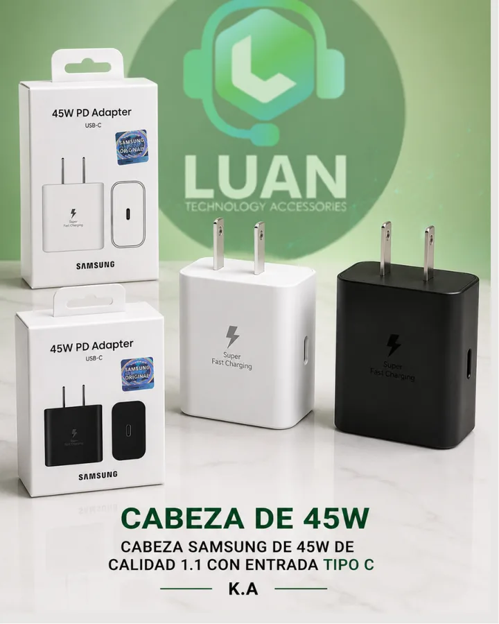CABEZA SAMSUNG DE 45W DE CALIDAD 1.1 CON ENTRADA TIPO C CABEZA DE 45W