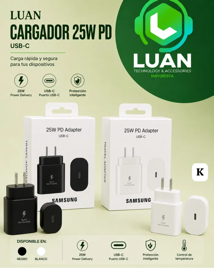 CARGA RAPIDA Y SEGURA PARA TUS DISPOSITIVOS CARGADOR 25W PD USB-C