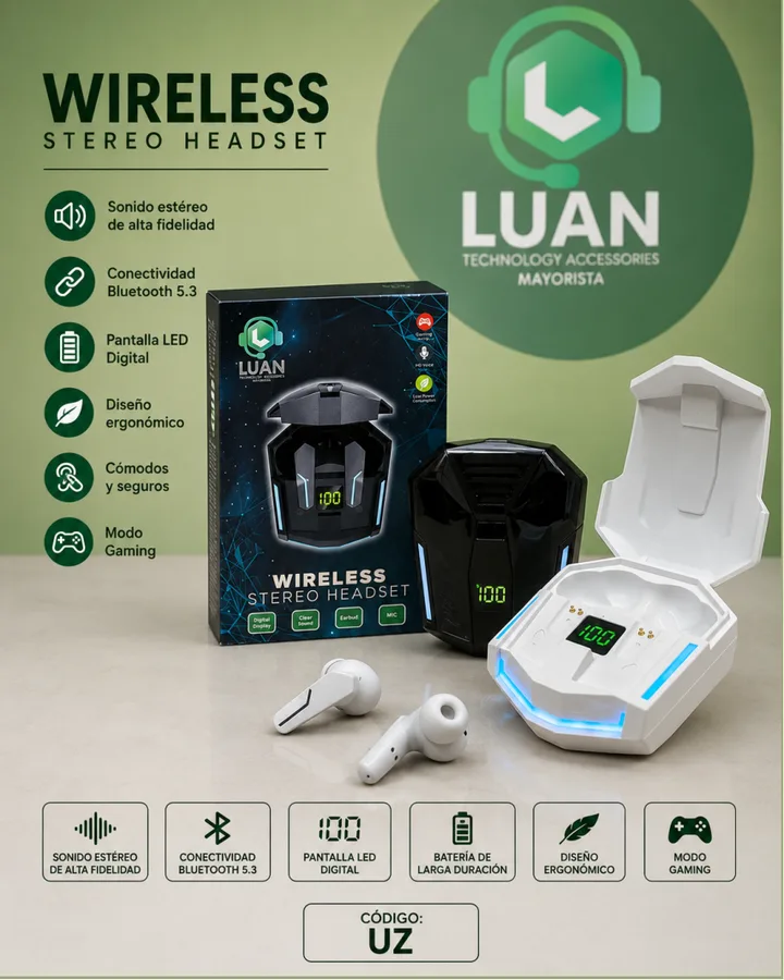 SONIDO ESTEREO DE ALTA FIDELIDAD / BLUETOOTH 5.3 / PANTALLA LED DIGITAL / DISENO ERGONOMICO / COMODOS Y SEGUROS / MODO GAMING WIRELESS STEREO HEADSET