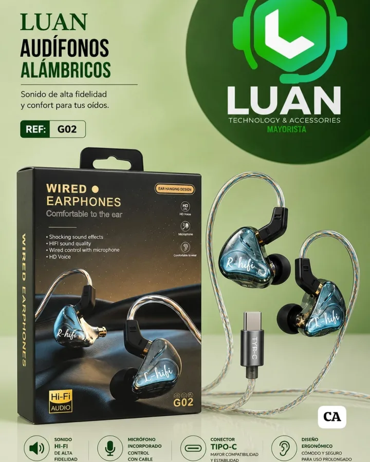 SONIDO DE ALTA FIDELIDAD Y CONFORT PARA TUS OIDOS. LUAN AUDIFONOS ALAMBRICOS G02