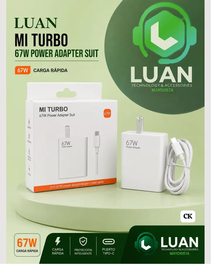67W CARGA RAPIDA / PROTECCION INTELIGENTE / PUERTO TIPO-C MI TURBO 67W POWER ADAPTER SUIT