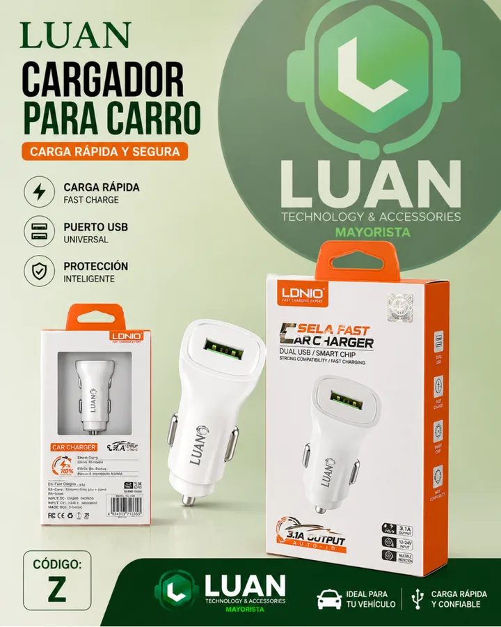 CARGA RAPIDA Y SEGURA / PUERTO USB UNIVERSAL / PROTECCION INTELIGENTE CARGADOR PARA CARRO