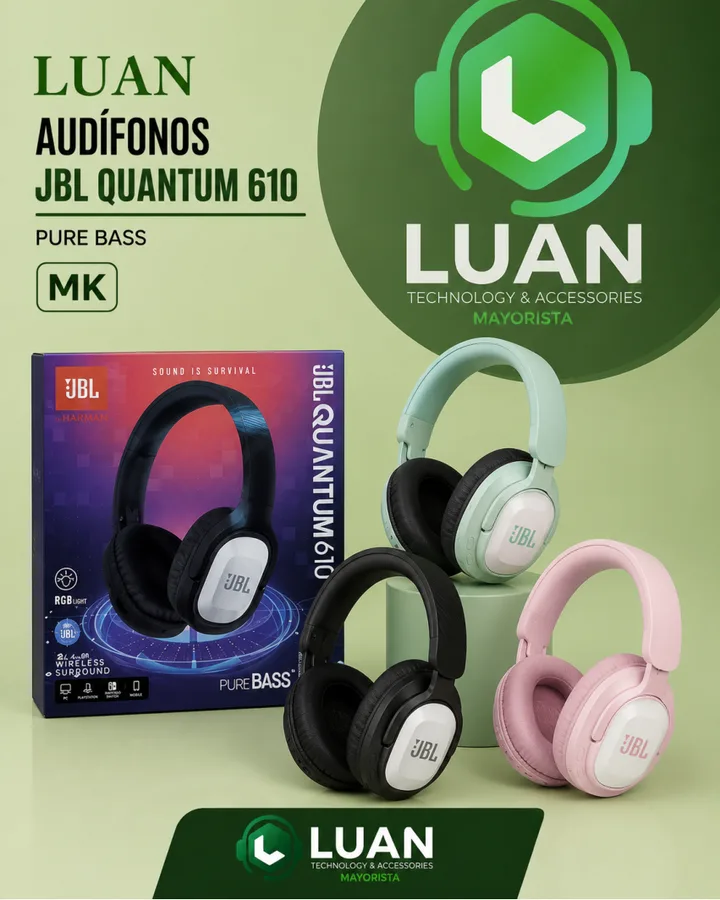 PURE BASS - SOUND IS SURVIVAL, RGB LIGHT, WIRELESS SURROUND AUDÍFONOS JBL QUANTUM 610