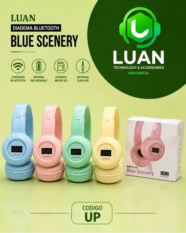 CONEXIÓN BLUETOOTH, BATERÍA RECARGABLE, SOPORTA MICRO SD, ENTRADA AUXILIAR DIADEMA BLUETOOTH BLUE SCENERY