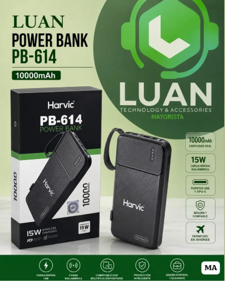 10000MAH - CARGA RÁPIDA 15W, CARGA INALÁMBRICA, COMPATIBLE CON MÚLTIPLES DISPOSITIVOS, PROTECCIÓN INTELIGENTE, DISEÑO PORTÁTIL Y ELEGANTE, PERMITIDO EN AVIONES 