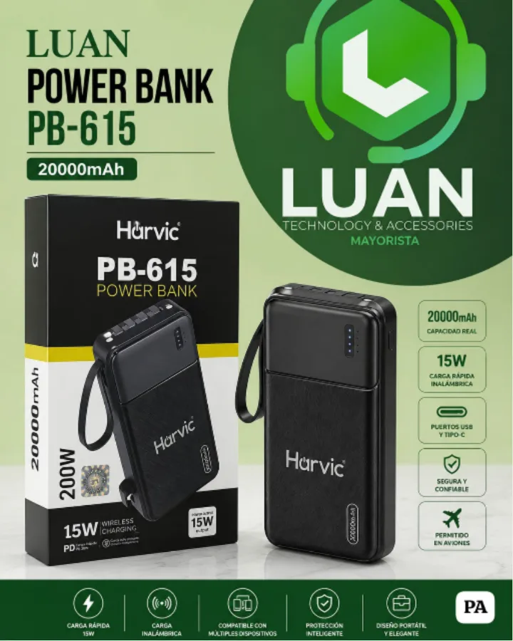 20000MAH - CARGA RÁPIDA 15W, CARGA INALÁMBRICA, COMPATIBLE CON MÚLTIPLES DISPOSITIVOS, PROTECCIÓN INTELIGENTE, DISEÑO PORTÁTIL Y ELEGANTE, PERMITIDO EN AVIONES 