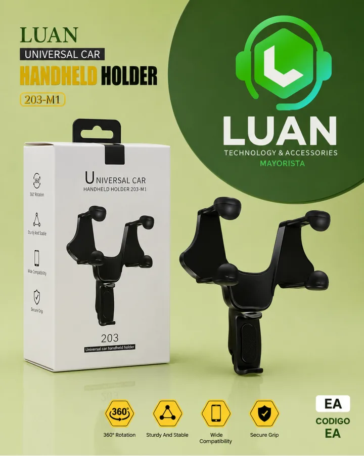 203-M1 - 360° ROTATION, STURDY AND STABLE, WIDE COMPATIBILITY, SECURE GRIP UNIVERSAL CAR HANDHELD HOLDER