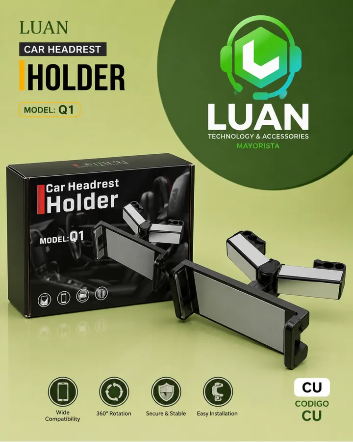 MODEL: Q1 - WIDE COMPATIBILITY, 360° ROTATION, SECURE & STABLE, EASY INSTALLATION CAR HEADREST HOLDER
