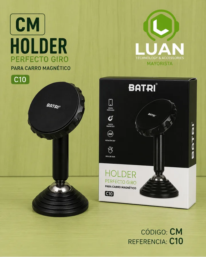 PARA CARRO MAGNÉTICO - DISEÑO ANDELGADO, FUERTE MAGNÉTICO, ROTACIÓN 360°, FÁCIL DE USAR HOLDER PERFECTO GIRO C10