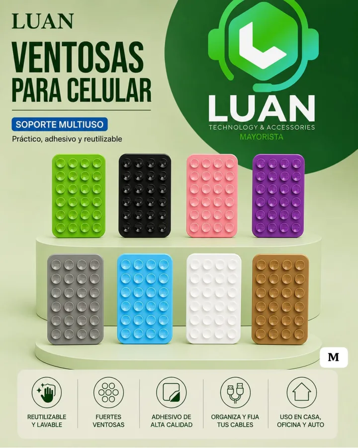 SOPORTE MULTIUSO - PRÁCTICO, ADHESIVO Y REUTILIZABLE. REUTILIZABLE Y LAVABLE, FUERTES VENTOSAS, ADHESIVO DE ALTA CALIDAD, ORGANIZA Y FIJA TUS CABLES, USO EN CAS