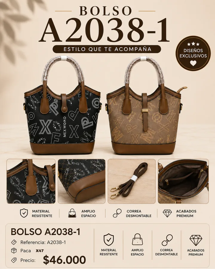 BOLSO DE MANO DAMA A2038-1 CON ESTAMPADO DE LETRAS