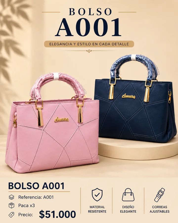 BOLSO DE MANO DAMA A001 CON COSTURAS GEOMETRICAS