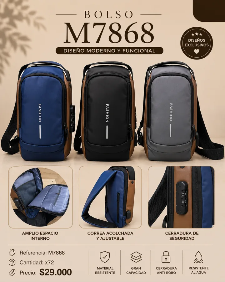 MORRAL CRUZADO M7868 FASHION ANTIRROBO