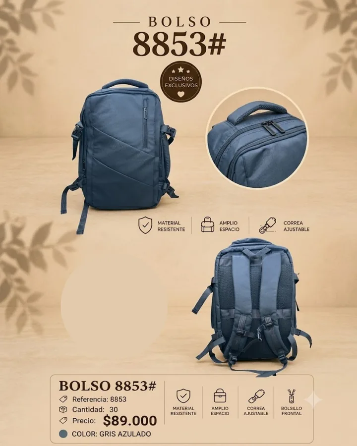 MORRAL DE VIAJE 8853 GRIS AZULADO